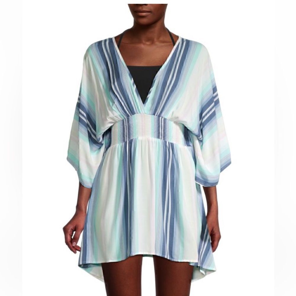 Surf Gypsy striped tropical Maldives coverup dress - swimwear size Small